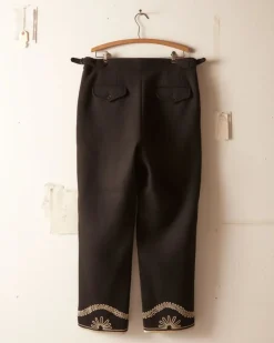 Men BODE Floral Cording Trousers - Black And Cream
