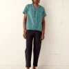 Men BODE Floral Flocked Short Sleeve Shirt