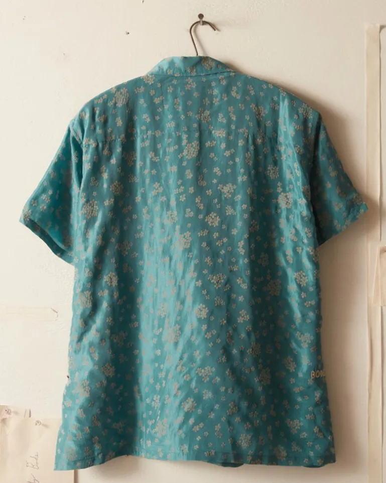 Men BODE Floral Flocked Short Sleeve Shirt