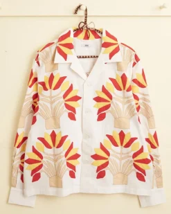 Men BODE Foliage Applique Long Sleeve Shirt