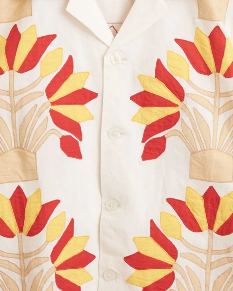 Men BODE Foliage Applique Long Sleeve Shirt