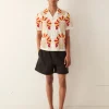 Men BODE Foliage Applique Short Sleeve Shirt