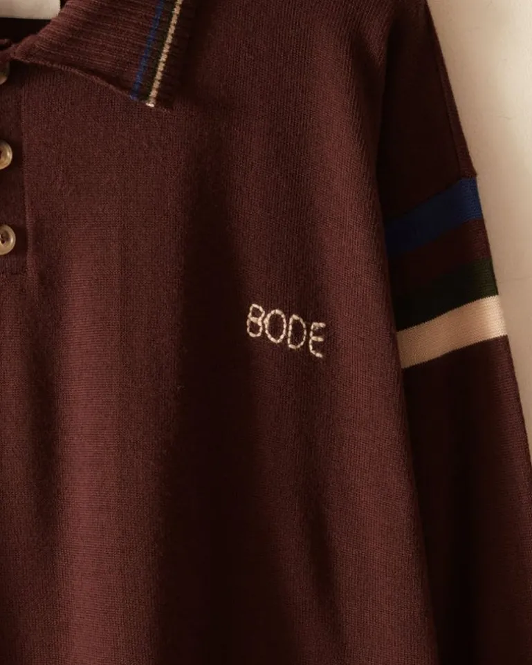 Men BODE Four Stripe Cycling Polo - Brown