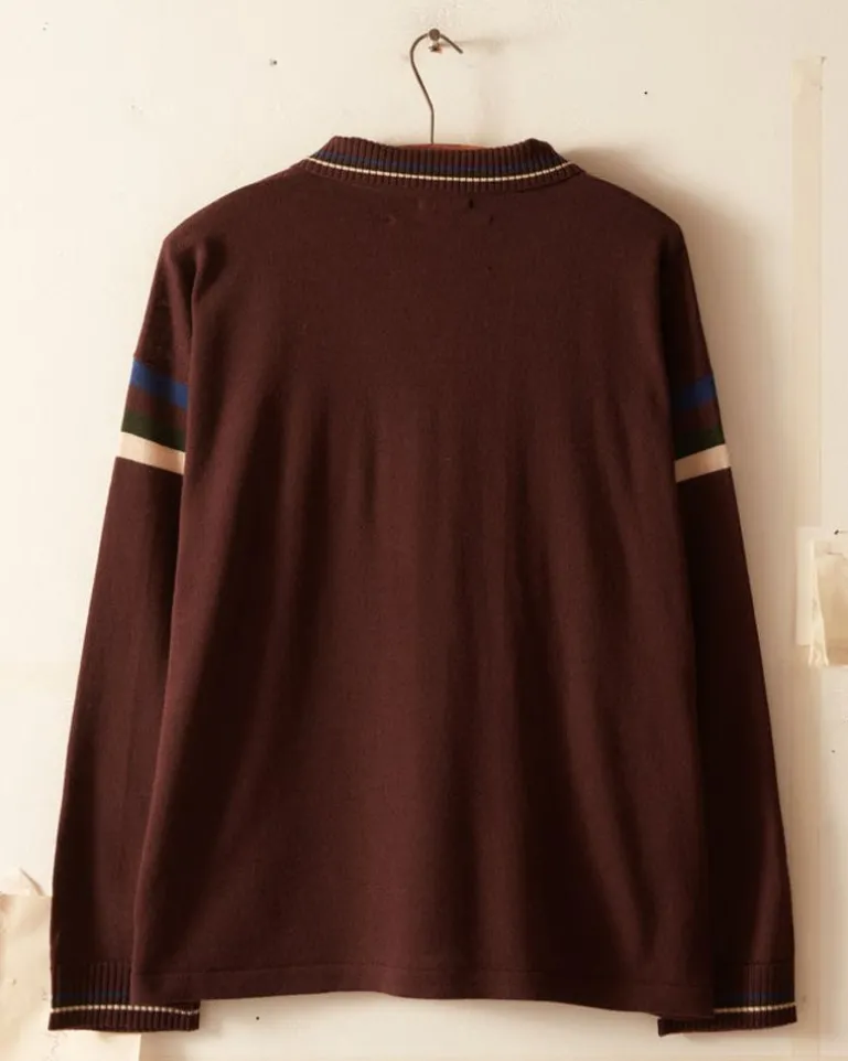 Men BODE Four Stripe Cycling Polo - Brown