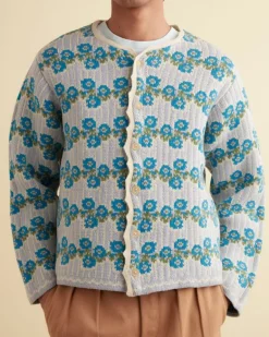 Men BODE Garden Cardigan - Blue Multi