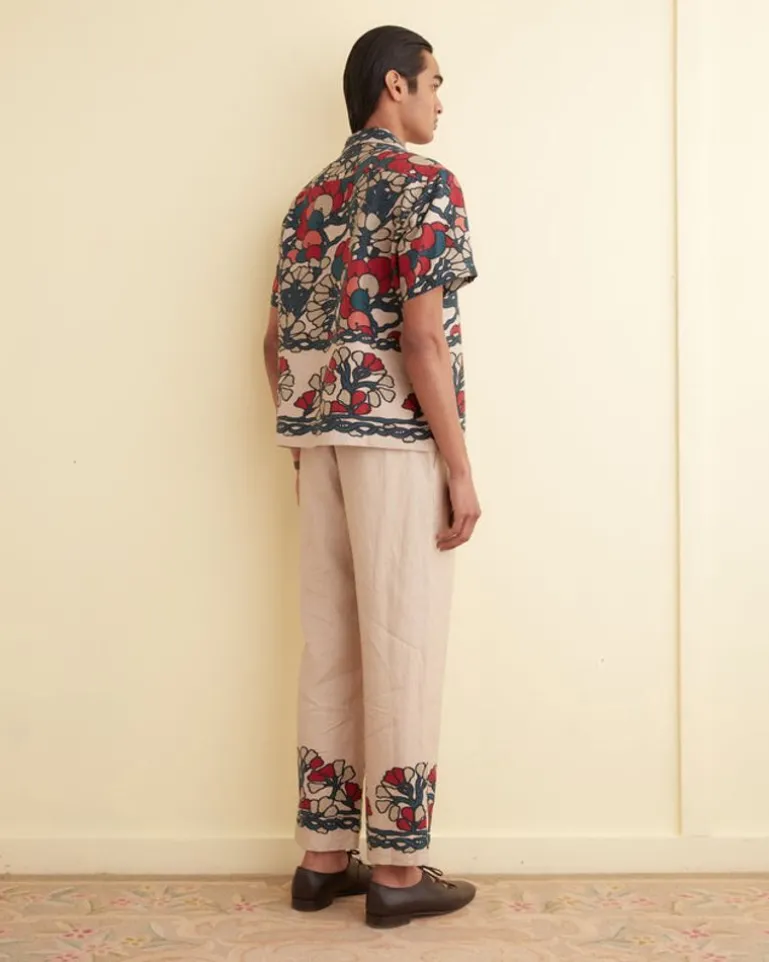 Men BODE Garden Lattice Short Sleeve Shirt
