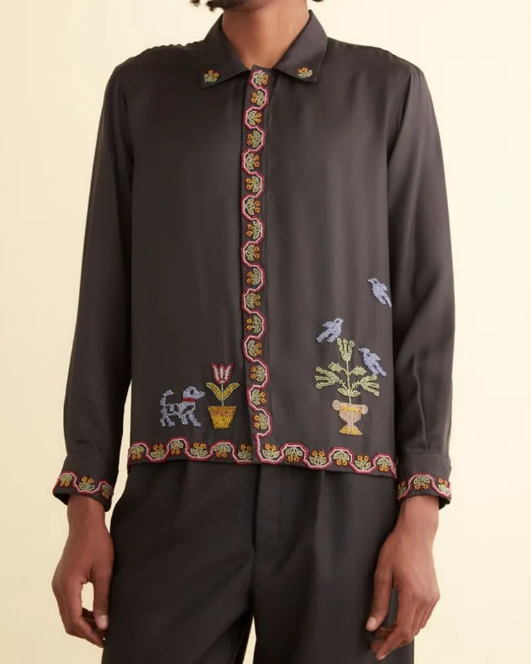 Men BODE Garden Sampler Long Sleeve Shirt
