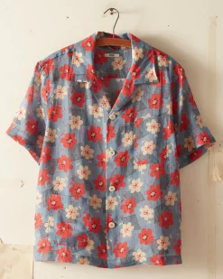 Men BODE Geo Poppy Short Sleeve Shirt