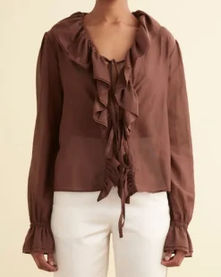Women BODE Heartwood Flounce Blouse