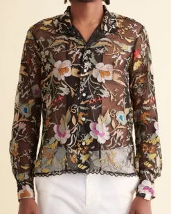 Men BODE Heirloom Floral Long Sleeve Shirt