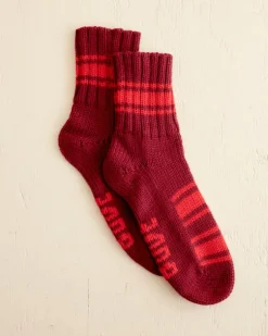 Men BODE Herrington Stripe Socks - Burgundy