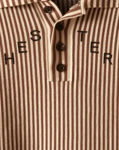 Men BODE Hester Street Polo - Brown/Cream
