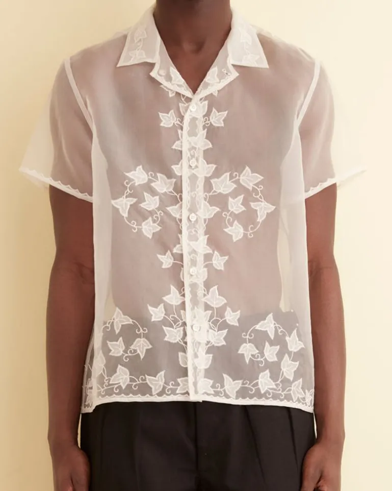 Men BODE Ivy Applique Short Sleeve Shirt
