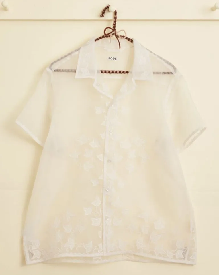 Men BODE Ivy Applique Short Sleeve Shirt