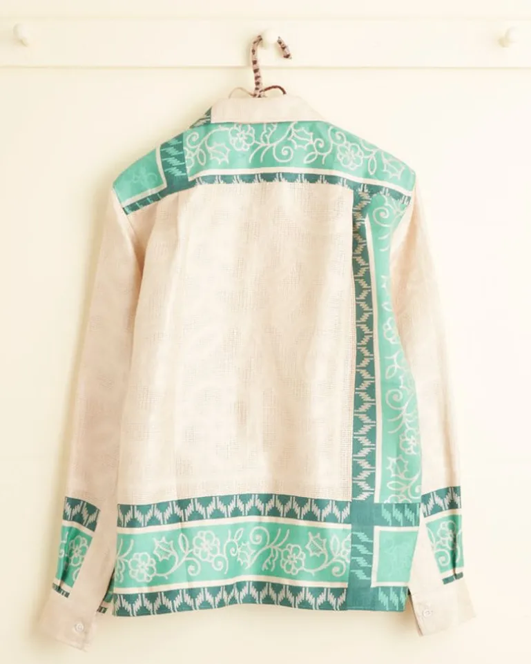 Men BODE Jadeite Jacquard Long Sleeve Shirt - Xs