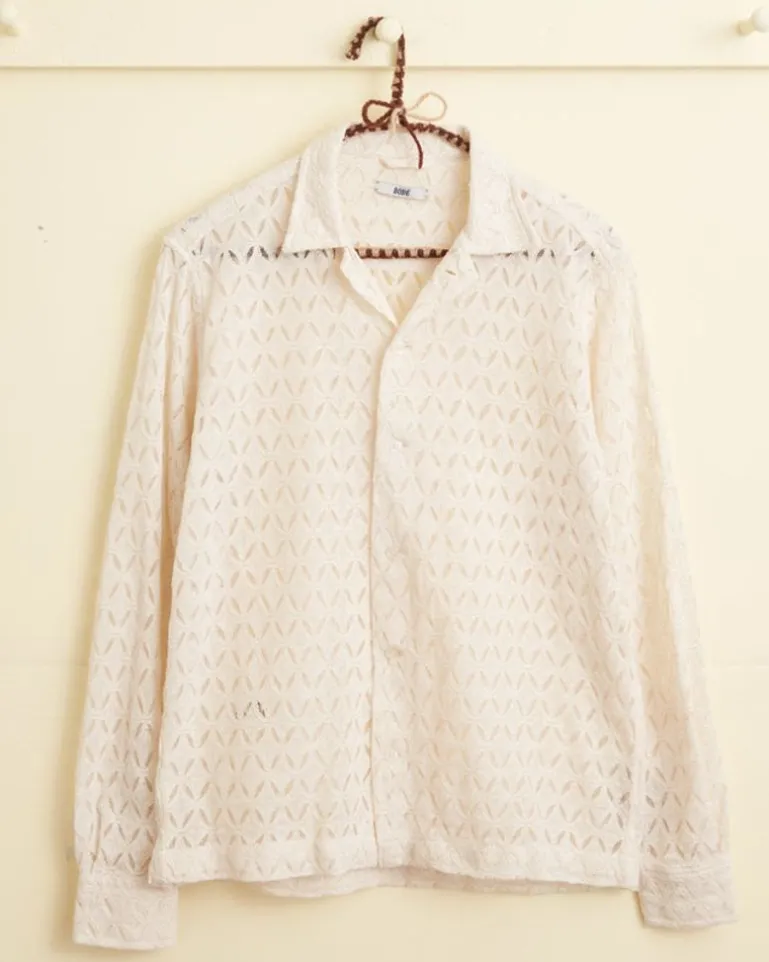 Men BODE Lattice Lace Long Sleeve Shirt