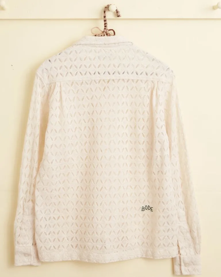 Men BODE Lattice Lace Long Sleeve Shirt