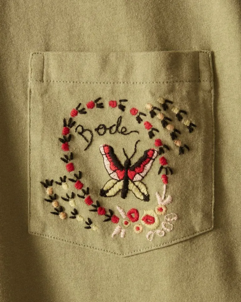 Men BODE Leafwing Pocket Tee - Mint
