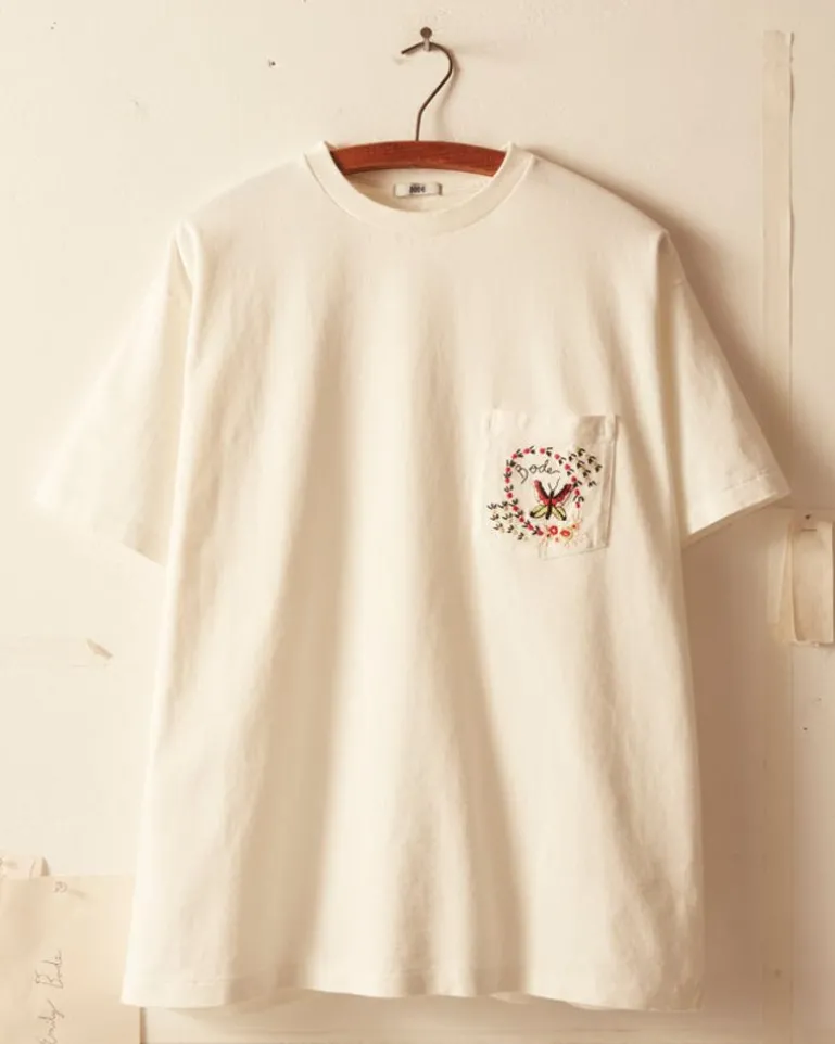Men BODE Leafwing Pocket Tee - White