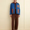 Men BODE Leather Tab Jacket - Tan/Blue