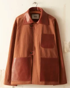Men BODE Leather Tab Jacket - Tan/Brown