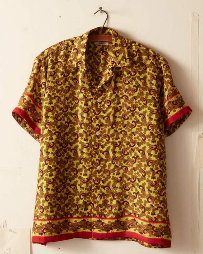 Men BODE Lemon Paisley Short Sleeve Shirt