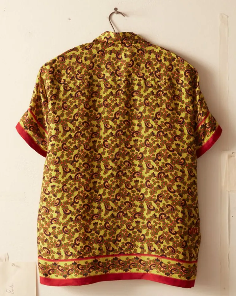 Men BODE Lemon Paisley Short Sleeve Shirt