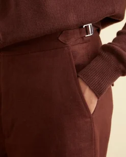 Men BODE Linen Suiting Trousers - Chocolate