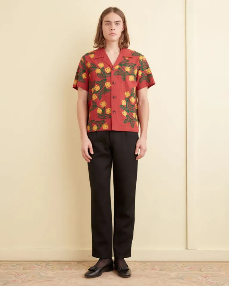 Men BODE Marigold Wreath Short Sleeve Shirt