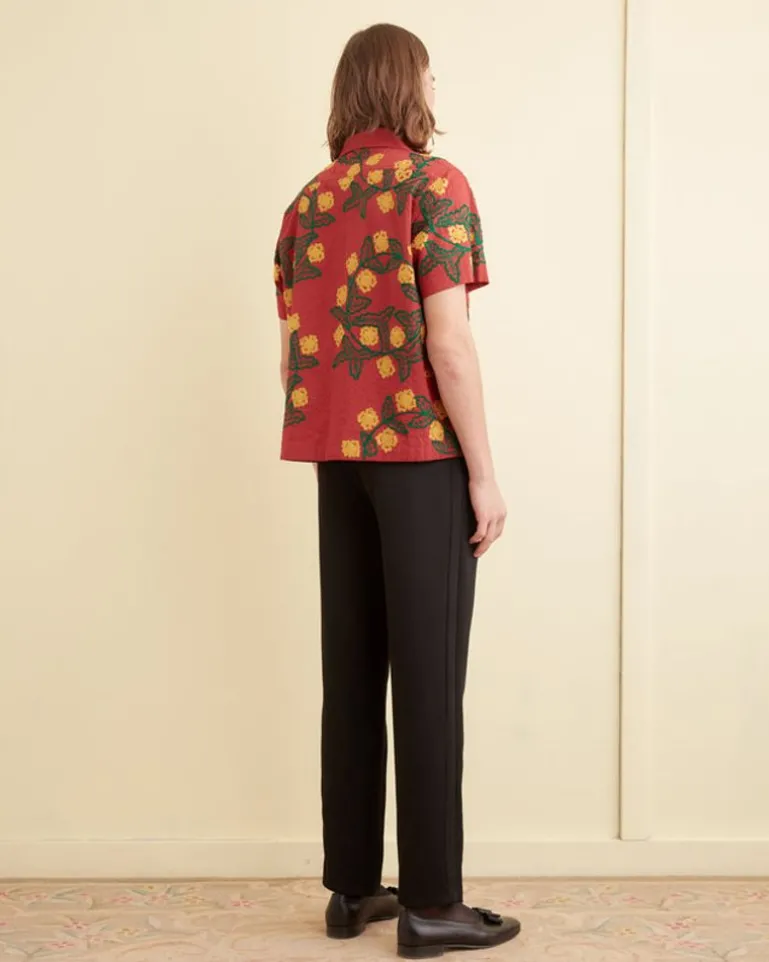Men BODE Marigold Wreath Short Sleeve Shirt