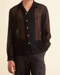 Men BODE Meandering Lace Long Sleeve Shirt