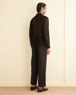 Men BODE Meandering Lace Long Sleeve Shirt