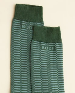 Men BODE Micro Check Socks - Green