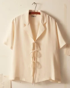 Men BODE Micro Tie Short Sleeve Shirt - Cream