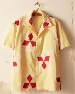 Men BODE Novel Star Quilt Short Sleeve Shirt