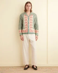 Men BODE Paisley Frame Long Sleeve Shirt