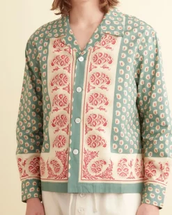 Men BODE Paisley Frame Long Sleeve Shirt