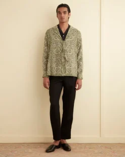 Men BODE Paisley Tie Long Sleeve Shirt