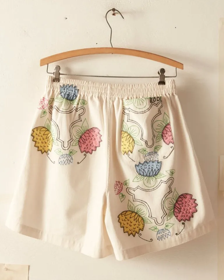Men BODE Patchwork Lotus Shorts