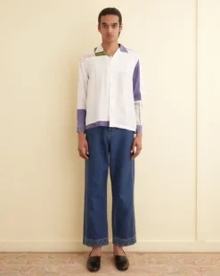 Men BODE Patchwork Napkin Long Sleeve Shirt