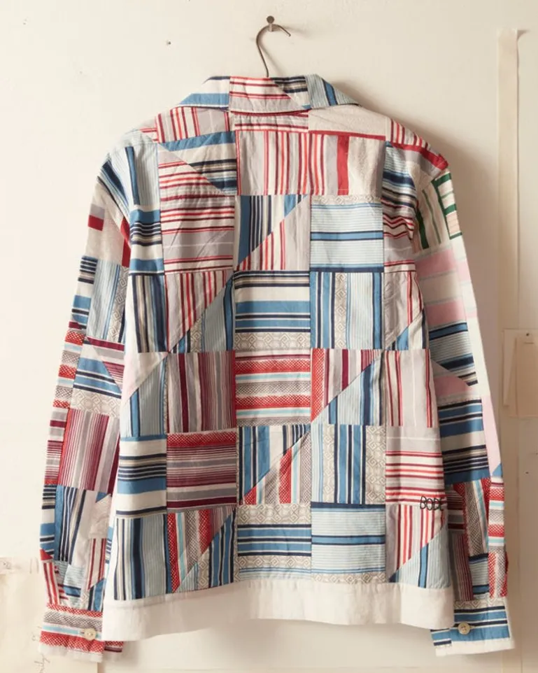 Men BODE Patchwork Oxford Long Sleeve Shirt