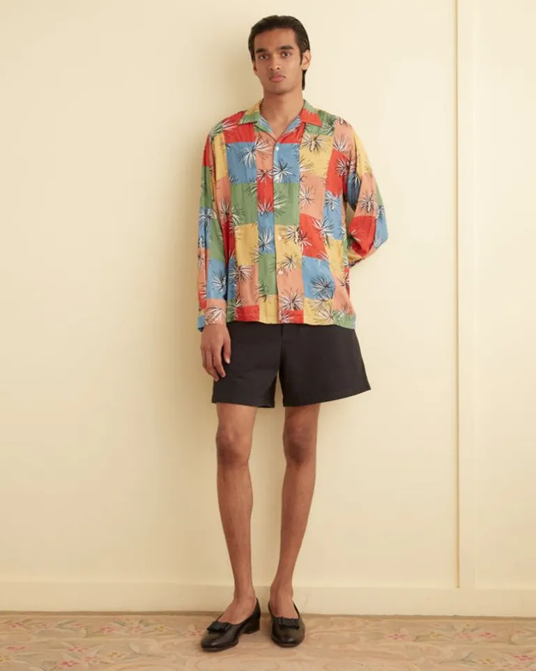 Men BODE Patchwork Tumbleweed Long Sleeve Shirt