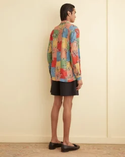 Men BODE Patchwork Tumbleweed Long Sleeve Shirt