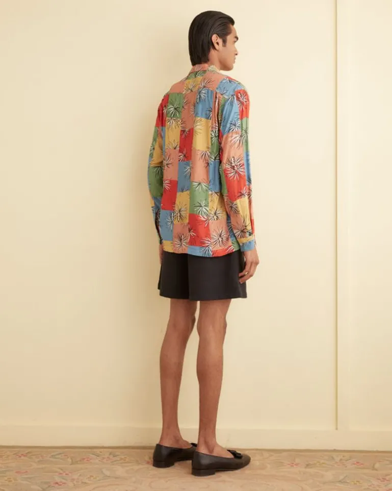 Men BODE Patchwork Tumbleweed Long Sleeve Shirt