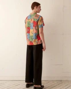 Men BODE Patchwork Tumbleweed Short Sleeve Shirt
