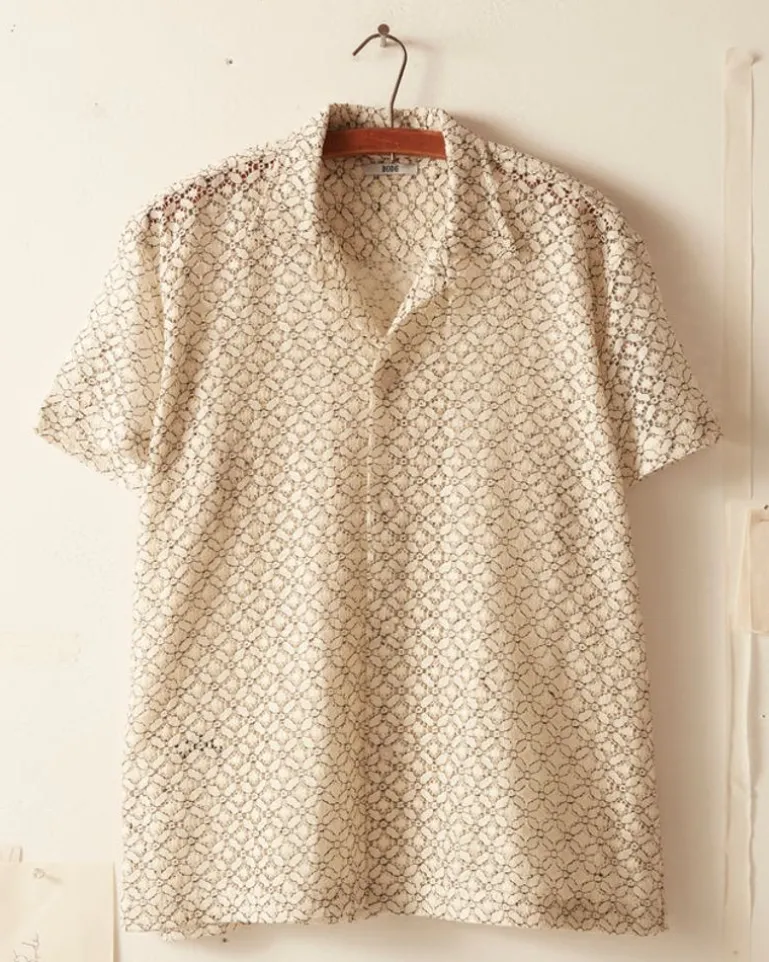 Men BODE Petal Lace Short Sleeve Shirt