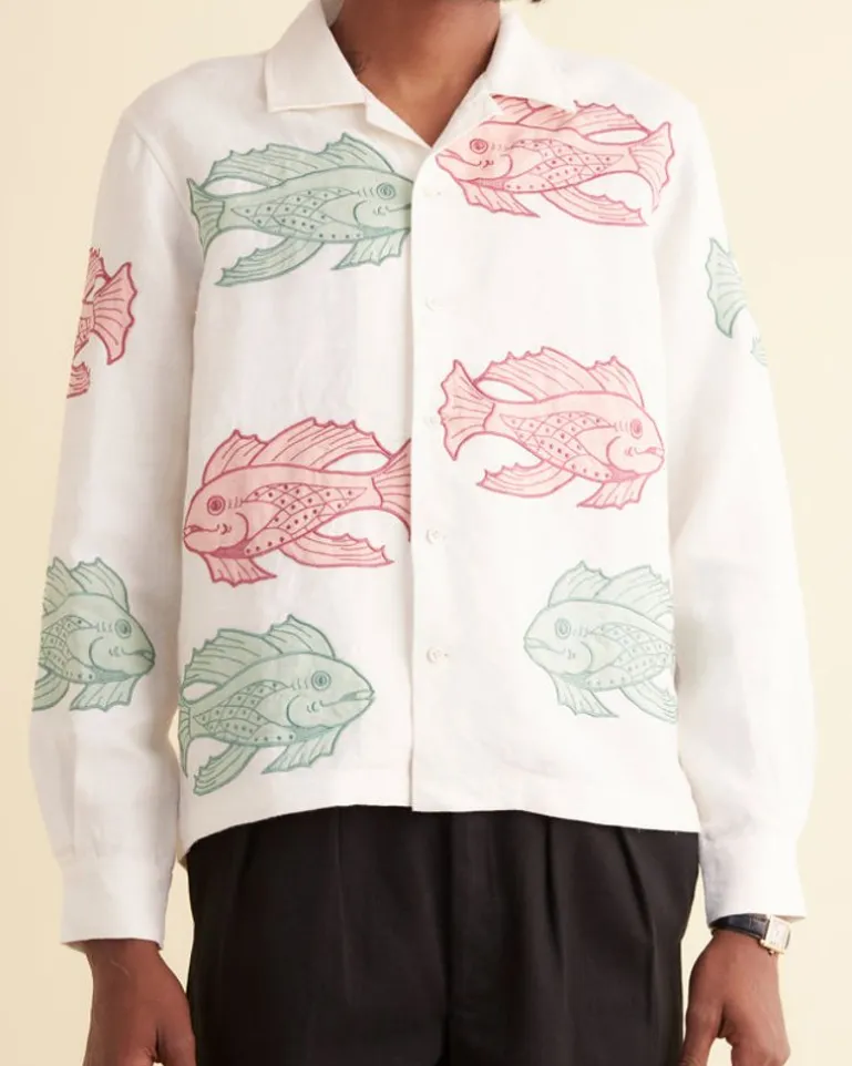 Men BODE Piscine Applique Long Sleeve Shirt