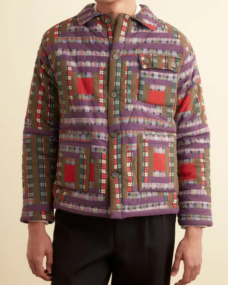 Men BODE Plaid Log Cabin Quilt Jacket