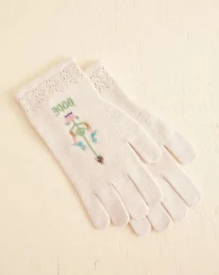 Men BODE Pointelle Gloves - Cream