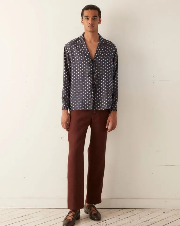 Men BODE Polka Dot Micro Tie Long Sleeve Shirt